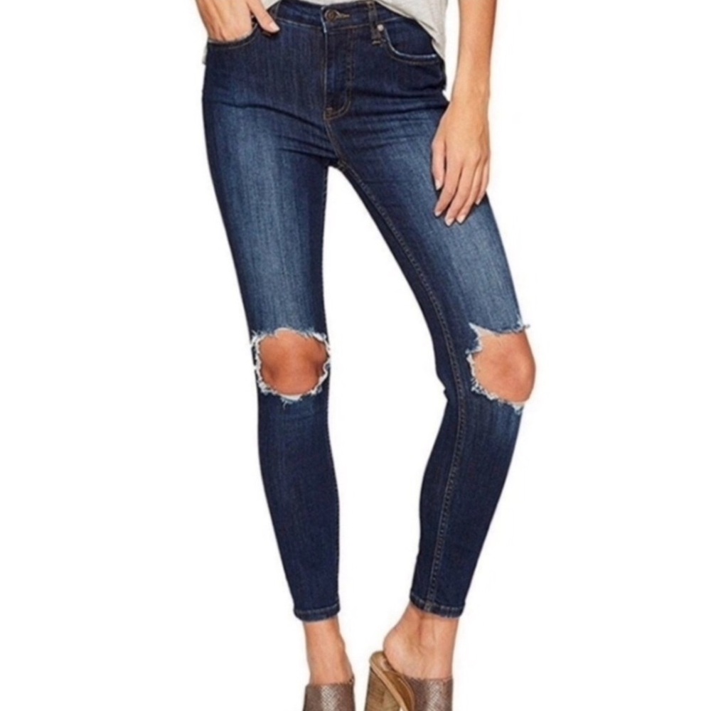 Free People Busted Ripped Knee Skinny Jeans